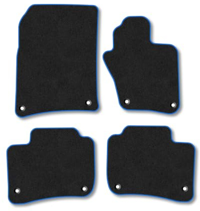 VW Touareg (2010-2018) Carpet Car Mats | Blue Edge Trim Tailored Fit Floor Mats Full Coverage Protection Accessories Easy Clean Anti Slip Made in the UK