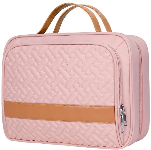 IDEATECH Grande Trousse de Toilette, Trousse de Toilette Femme et Homme Voyage, Trousse Toilette Voyage, Sac de Toilette Voyage Imperméable et Suspendu, Trousse Maquillage Femme et Homme (Rose)