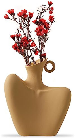 Kingbar Weiße Vase Keramik, Keramik Schlüsselbein Blumenvase, Frauenkörper Body Blumenvase, Modern Vasen Dekorative Für Pampasgras Blumen, Tischdekoration, C