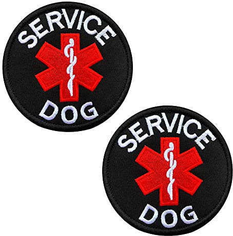 2 St. EMT Cross Service Dog Patch Diensthunde Westen/Geschirre Emblem Bestickter Gestickt Abzeichen Medic EMT Service Hund Patch für mittelgroße große Hunde Weste Geschirr Kleidung