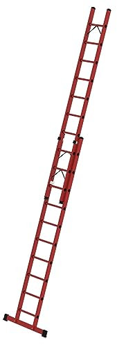 PROREGAL Sprossen-Schiebeleiter 2-teilig GFK mit Standard-Traverse 2x10 Sprossen | Leiter, Teleskopleiter, Trittleiter, Bockleiter, Sprossen-Doppelleiter