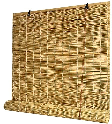 zhijiaqian456 Bambus Rollo Jalousine Bambusrollo,Natur Holzrollos,Sonnenschutz und Sichtschutz Rollo Seitenzugrollo,Für Terrasse/Garten/Fenster/Tür/Küche,Grundfarbe (80 x 200 cm)