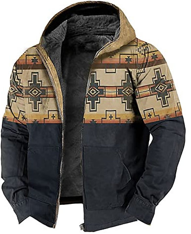 Sweatjacke Herren Mit Kapuze Leichte Steppjacke Herren Army Jacke Herren Vintage Musterdruck Decken Kapuzenjacke Mit Reißverschluss Sweatjacke Mit Kapuze Thermo Fleecejacke Militär Jacke (Gelb, Xxl)