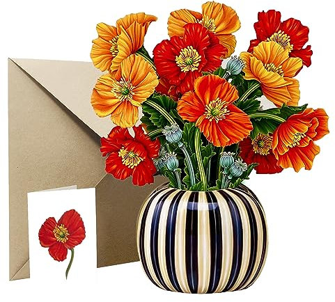 YLSZHY Pop-up Karten, Papier Blumenstrauß Karte, 11 Zoll 3D-Grußkarten mit ewigen Blumenstrauß, mit Notizkarte und Umschlag, (3)