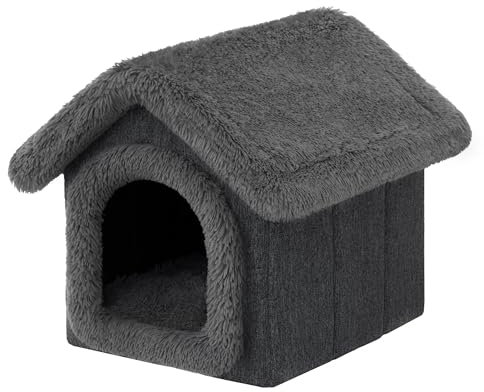 DOGGY Hundehütte Katzenhütte Hundehöhle Hundehaus Katzenhaus Hütte Höhle Hundekissen Katzenkissen Haustierhütte Indoor, Größe 5: 60x70x63 cm, Schwarz Shaggy