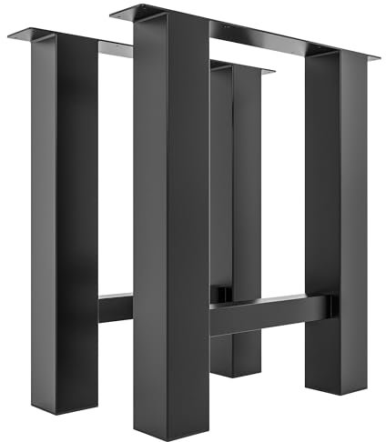 CLP Lot de 2 Pieds de Table Hunker I Hauteur 75 cm I piétement Peint par poudrage, Couleur:Noir, Taille:70 cm