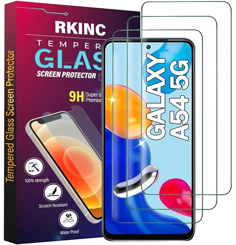 RKINC 3 Stück, Panzerglas Schutz Glas für Samsung Galaxy A54 5G, Panzer HD Displayschutzfolie, 0,33 mm kratzfest, splitterfrei, blasenfrei, lebenslangeGarantie