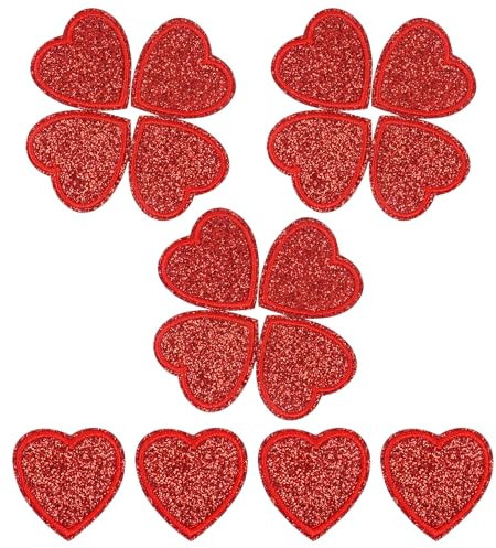 12 Stück Herz Patches zum Aufbügeln,Rote Herz Bügelflicken DIY Herz Nähen Aufnäher Stickereien Applikation Herz Aufnäher zum Aufbügeln Kleidung Jacken Rucksäcke Jeans Hüte
