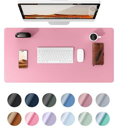 YSAGi Schreibtischunterlage 90x43cm, Premium Leder Mauspad XXL, Rutschfeste Tischunterlage Schreibunterlage, Multifunktionales Office Mousepad Schreibtisch Zubehör für Büro & Homeoffice (Pink)