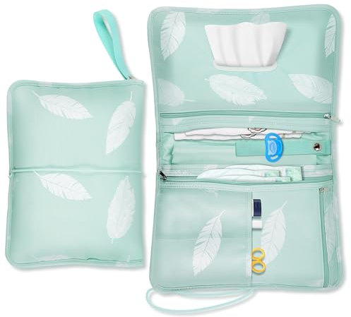 NesriToy Baby Windeltasche mit Wickelunterlage - Wickeltasche für unterwegs mit viel Platz, Kleine Wickeltasche mit elastische(22 * 18cm)