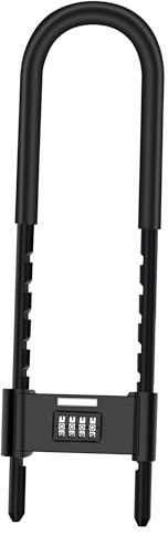 U-Shape Security Code Lock with Adjustable Shackle,for Bicycles, E-Bike,Mountain Bike,Glass Door,Gates,Shed, Fence [ Adjustable Range 175-330mm]