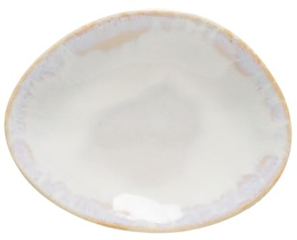 Costa Nova, Brisa Collection Elegantes Geschirr, Steinzeug, ovaler Mini-Teller, Salz (weiß), 11 cm, 6 Stück