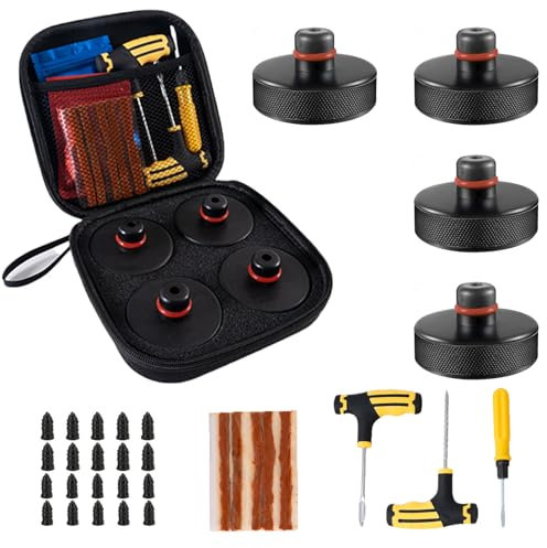 Tesla Jack Pads Lifting Jack Pad for Tesla Model 3/Y/S/X,4 Pack Pucks Accessories with Tire Repair Tools Kit for Tesla Vehicles 2016 to 2025