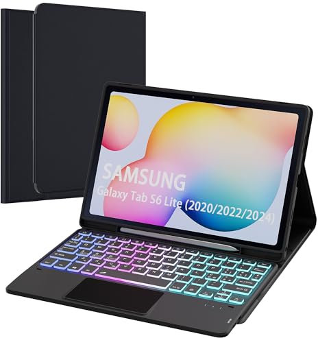 Custodia con Tastiera per Samsung Galaxy Tab S6 Lite 10.4 2024/2022/2020 : DIY a 3 zone e 7 colori retroilluminati Custodia per tastiera, Italiano QWERTY Staccabile Tastiera con Touchpad per S6 Lite