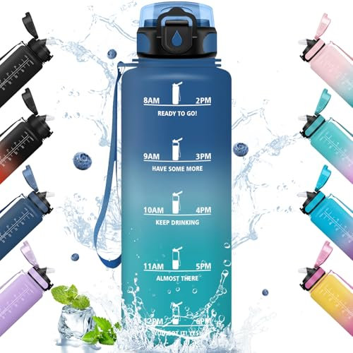 HoneyHolly Borraccia Acqua 1.5L, Cantimplora Motivazionale con Cannuccia, Borraccia Palestra, A Prova di Perdita, Bottiglia Acqua per Scuola, Palestra, Campeggio, Ciclismo, Yoga