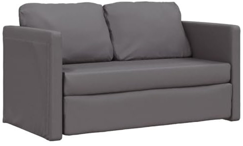Hommdiy Bodensofa mit Schlaffunktion,klappcouch mit schlaffunktion,Grau 112x174x57 cm Kunstleder