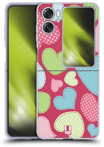 Head Case Designs Stitches Heart Pattern Soft Gel Case Compatible With Oppo Find N2 Flip