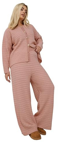 Yours Limited Collection Curve Boucle Wide Leg Trousers - Women's - Plus Size Curve Pink