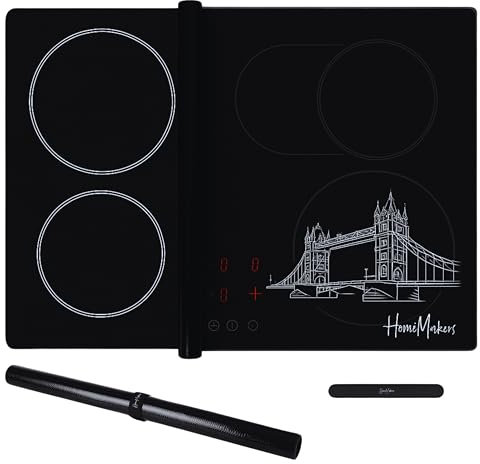 HomeMakers Translucent Induction Hob Protector Mat with Cooking Function | Large 61x53cm | Scratch and Spill Heat-Resistant Silicone Cover | Non-Slip Surface | Easy-to-Clean Kitchen Mat(London Bridge)