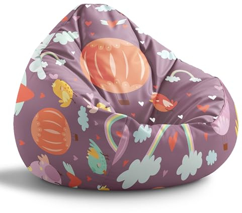 DreamRoots Sitzsack Kinder Bean Bag, Flight to Neverland, Gr. M | Sitzkissen Kinder Boden, Kinderzimmer Möbel, Sitzsäcke fürs Kinderzimmer, mit Füllung