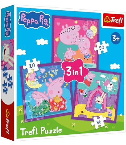 Trefl - Puzzle von 20 bis 50 Teile, 3-in-1: Peppys Gewohnheiten, 3+ | Set mit 3 Puzzles, Förderung von Konzentration und Beobachtungsgabe, hohe Qualität, unterschiedliche Schwierigkeitsgrade