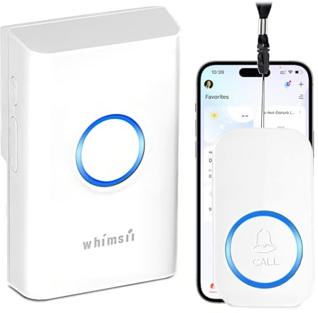Telesoccorso Anziani Wireless – Allarme Casa e Cercapersone con Pulsante SOS di Emergenza, Campanello da Interno e Monitoraggio Remoto (WIFISOS-WHITE1)