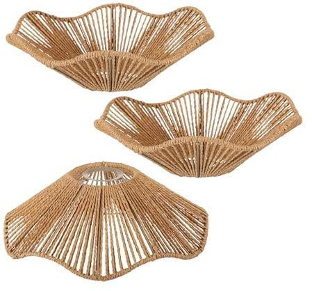 MagiDeal Lot de 3 Abat-Jour en Corde tressée pour Suspension, lampadaire, Lustre bohème, idéal pour Un café.