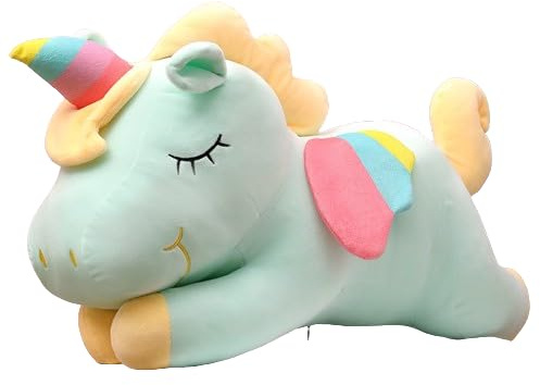 Xiyocadt Einhorn Plüsch,Superweiches Süße Plüschtier mit Regenbogenflügeln, Matschige Kuscheltier Kissen zum Kuscheln Entspannen,Niedliches Stofftier als Geschenk für Kinder Erwachsene (80cm,grün)