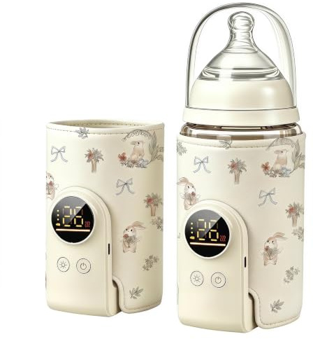 Flaschenwärmer Baby Unterwegs mit 6-10h Wärmehaltung | 6 Temperaturstufen 38-50℃, 8000mAh Akku & 18W Schnellheizung, LCD-Display & Nachtlicht für Unterwegs und Zuhause