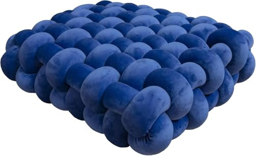 Weiches Knotenkissen Quadratisch - Plüsch Dekokissen Sofa Couch Bequemes Bodenkissen Erwachsene Kinder Kuschelkissen als Geschenk Wohnzimmer Schlafzimmer Büro Auto(Blue,30x33x12cm)
