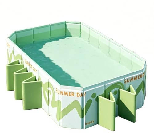 Piscina Plegable Piscina Plegable Grande No Inflable Portátil De 180-260 Cm Piscina Infantil Plegable Piscina Grande para Jardín(Green,260 * 165 * 50cm)