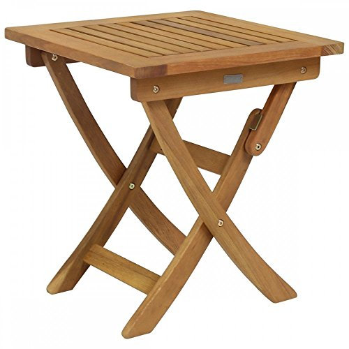 Charles Bentley Wooden, Square, Foldable Table, FSC Certified Eucalyptus Wood, Traditional Design, Oil Coated, Natural Colour, Easy To Clean, Outdoor, Garden, Patio, Friends, Family (50x45x45cm)
