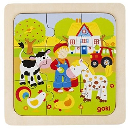 Goki Einlegepuzzle Bauernhof, 9 Teile