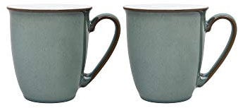 Denby - Regency Green Coffee Mug Set of 2 - 330ml Stoneware Ceramic Tea Mug Set For Home & Office - Dishwasher Safe, Microwave Safe - Green, White - Chip Resistant