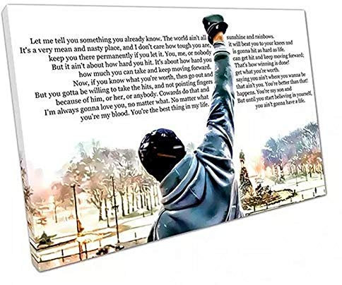 Leinwandbild, gerahmt, 52 North Rocky Balboa Box-Zitat, Let me tell you something A3 42x29cm (16.5x11.7inch)