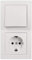 McPower set de interruptor y enchufe | Flair Profi | 3 piezas, incluye interruptor, enchufe y marco, conexión sin tornillos, blanco