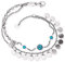 Engelsrufer Damen Armband Boho aus Edelstahl mit drei türkisen Steinen und Lebensbaum Symbol Anhänger - in zwei Längen verstellbar - nickelfrei