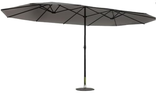 CONCEPT USINE | Parasol Double Rectangulaire 2.7 x 4.6 m Venice Gris | Jardin Plage Piscine Terrasse | Baleines Armature Pied en Acier |100% Polyester | Hauteur Réglable| Protection UV 50+ Imperméable