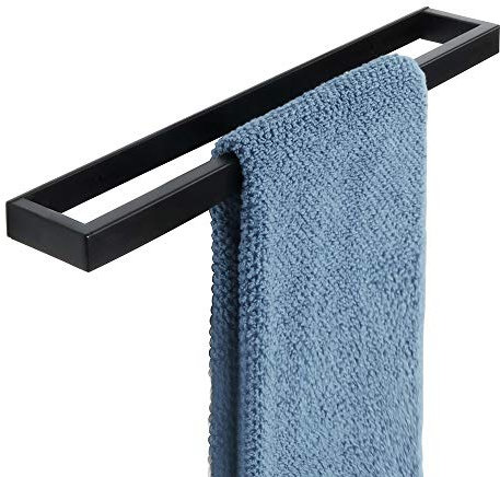 SAYAYO Handtuchhalter Ohne Bohren Schwarz Handtuchstange Ohne Bohren Selbstklebend oder Zum Bohren Wandmontage Edelstahl Badetuchhalter für Badezimmer und Küche 40CM