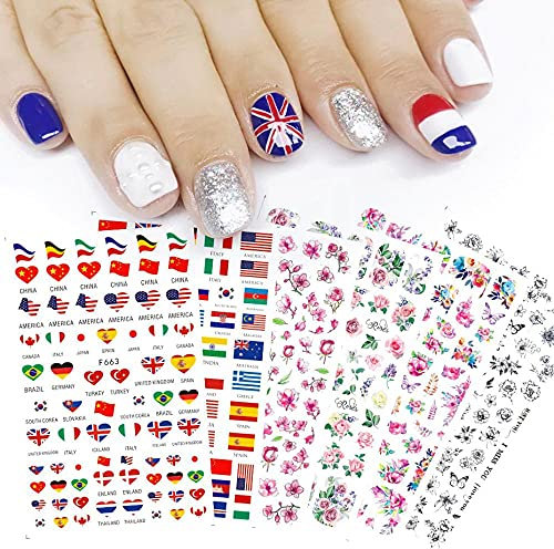 10 pièces/ensemble d'autocollants à ongles rétro 3D drapeau floral colle à ongles autocollants à ongles papillon noir