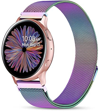 Issinlky métal Bracelet pour Samsung Galaxy Watch Active 2, 20mm Bracelet acier inoxydable pour Galaxy Watch 7/FE/6/5/4 40mm 44mm/6 Classic/4 Classic/Watch 5 Pro/Watch 3 41mm/Galaxy Watch 42mm