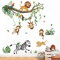 wondever Wandtattoo Dschungel Tiere Baum Wandaufkleber Affen Löwe Zebra Wandsticker Wanddeko für Kinderzimmer Babyzimmer Wohnzimmer