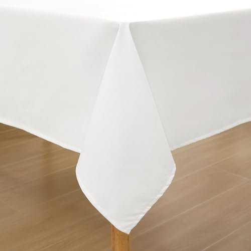 Homaxy Leinenoptik Tischdecke Abwaschbar Lotuseffekt Eckig 140 x 220 cm Tischtuch Leinendecke Wasserabweisend Tafeldecke Tischwäsche Fleckschutz, Weiß