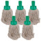 Red Disposable Cotton Mop Head Replacements PY Yarn Traditional String Mop Heads Self Threaded Socket Screw Mop Head - Colour Coded - (Pack Of 5) (Green)