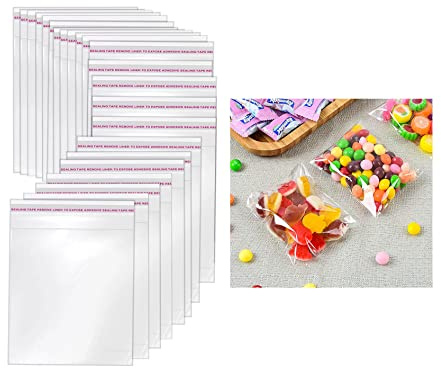 Lot de 200 sacs en cellophane 7 x 10 cm transparent, sacs en plastique avec fermeture auto-adhésive, sacs auto-adhésifs d'emballage pour bijoux, cadeaux et friandises, 7 x 10 cm