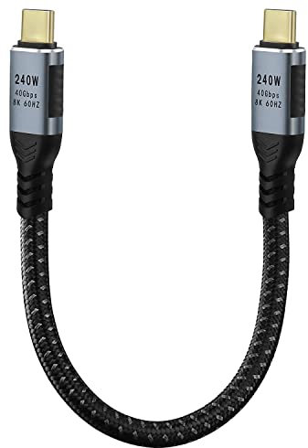 GELRHONR 240W Cable de carga USB C, Cable USB 4 tipo C 240W para thunderbolt 3 40Gbps 8K@60Hz 4K@120Hz, paraTablet, Laptop, VR, Hub, SSD, Docking (0.2)