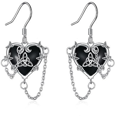 Keltischer Schmuck Damen Silber 925 Gothic Ohrhänger Hexen Herz Ohrringe Keltischer Geschenke