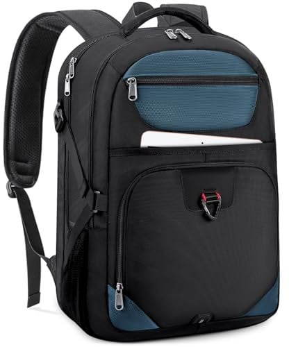 NEWHEY Laptop Rucksacks for Men Large Travel Backpack for Men Water Resistant Laptop Backpack 17 Inch Business College Backpack Gaming Computer Backpack with USB Charging Port Blue