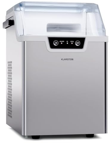 Klarstein Maquina de Hielo para Casa 200W, Ice Maker 15 kg, Maquina para Hacer Cubitos de Hielo Portátil Domestica para Casa Rápida, Ice Maker Machine con Alarma Seguridad