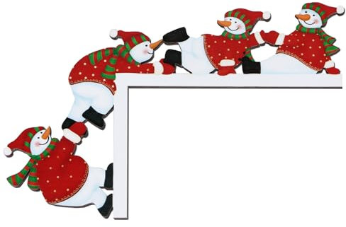 Türrahmen Weihnachtsdeko mit Klebeband Weihnachten Elch Weihnachtsmann Creative Türecke Dekoration aus Holz Geschenke Türdeko für Wände Türen und Fenster Weihnachtsecktürrahmen Deko (Schneemann)